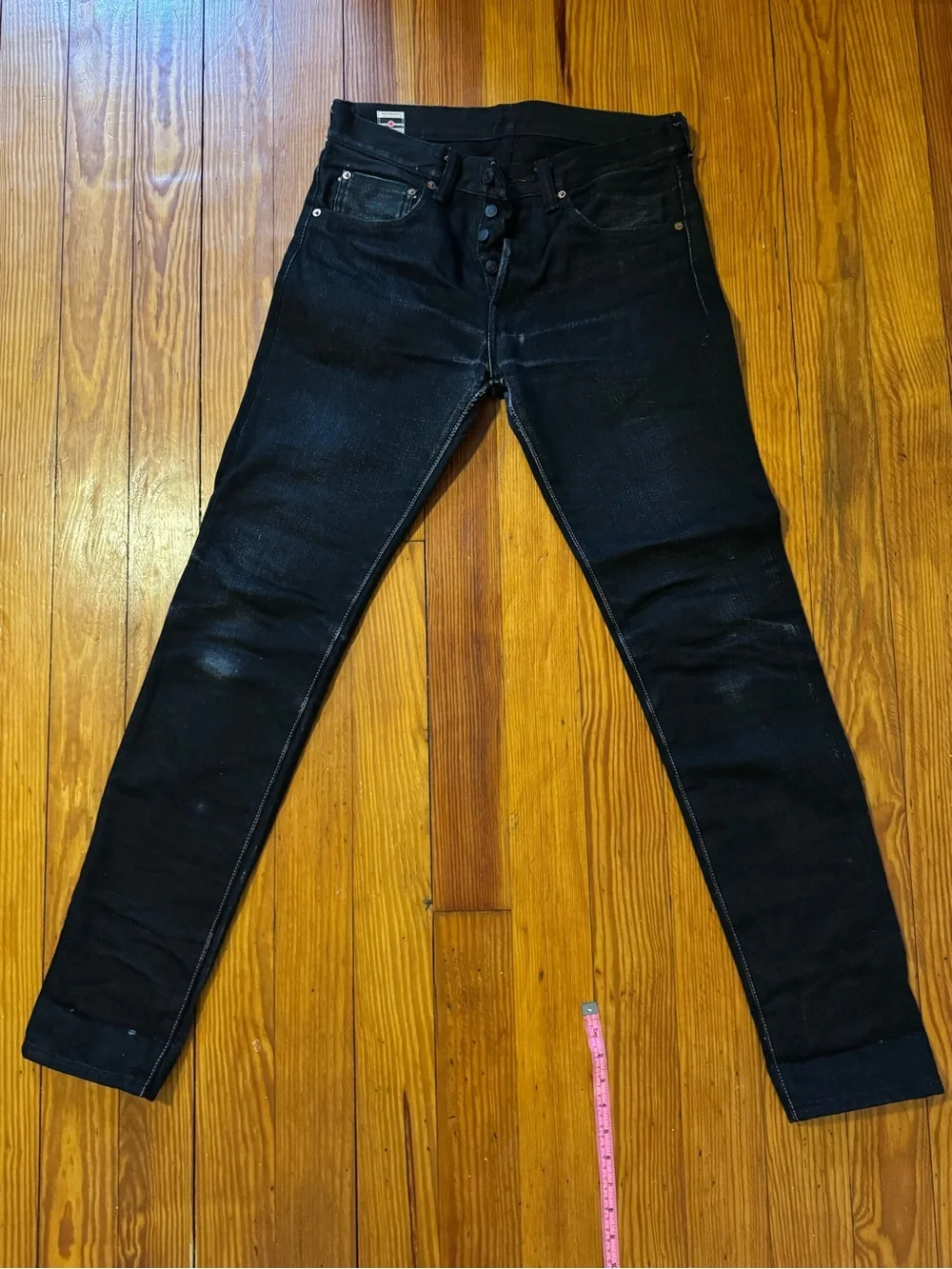Momotaro 0306-B Black Tight Taper Slim/Skinny 15.7oz Selvedge Jeans